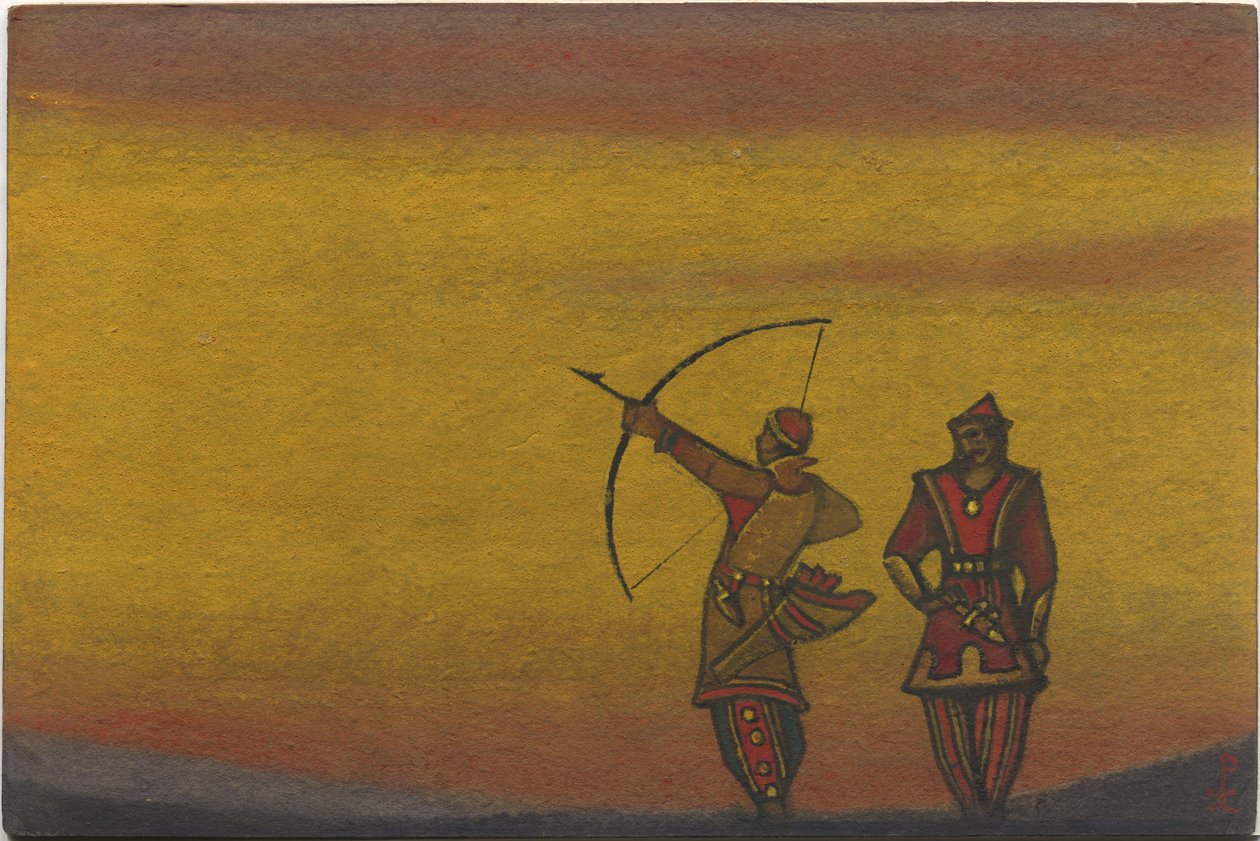 Polovtsians，一把弓，为鲍罗丁的歌剧“ Prince Igor”中的“ Polovtsian Dances”服装设计，1943年 作者 尼古拉斯·罗里奇