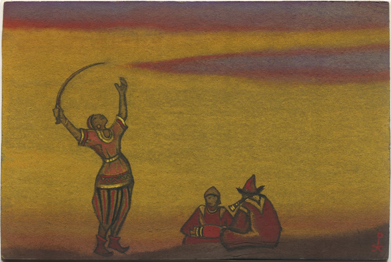 Polovtsians，一个带有弯刀的人，为鲍罗丁的歌剧“ Prince Igor”中的“ Polovtsian Dances”设计服装，1943年 作者 尼古拉斯·罗里奇