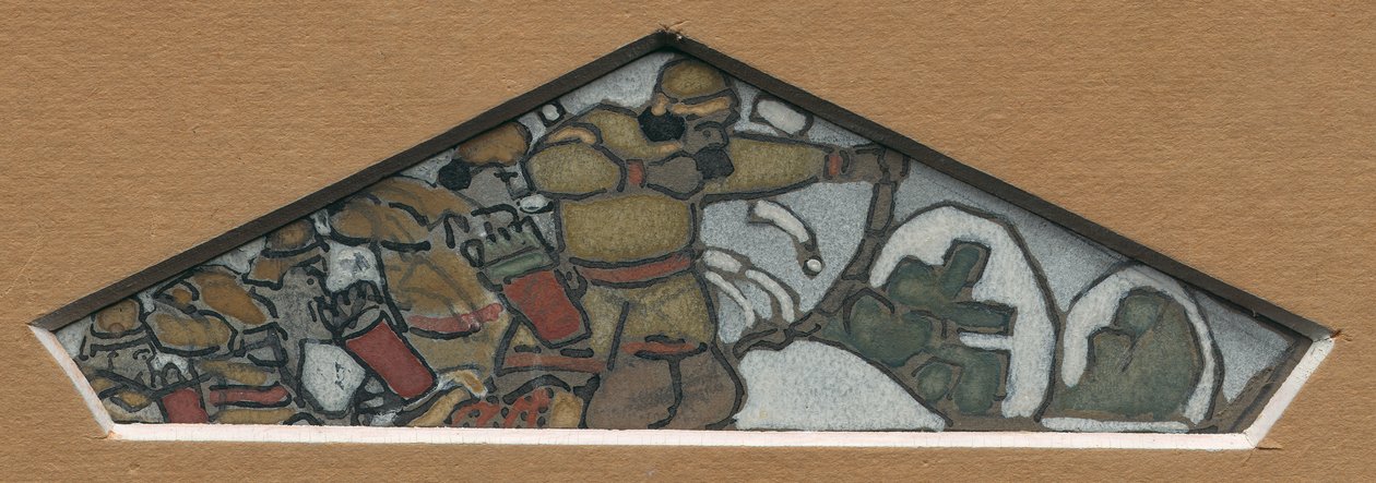 珐琅彩带“ Northern Life”最左侧三角装饰的草图，1905年 作者 尼古拉斯·罗里奇