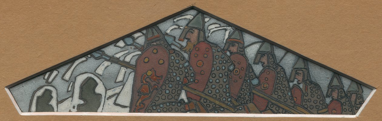 画着“北方生活”彩绘带最右边的三角形装饰，1905年 作者 尼古拉斯·罗里奇