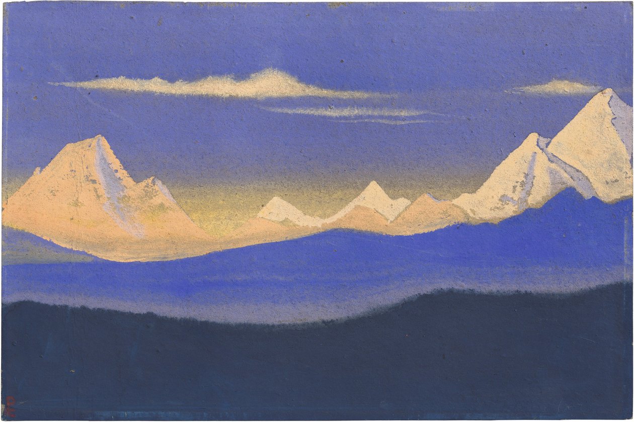喜马拉雅山 par Roerich, Nicholas (1874-1947)。纸板上的钢笔画，尺寸：30,5x45,7 作者 尼古拉斯·罗里奇