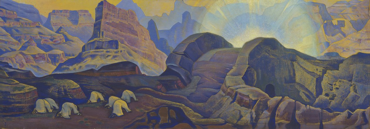 奇迹（选自《弥赛亚》系列）par Roerich, Nicholas (1874-1947)。画布钢笔画，尺寸：62x205 作者 尼古拉斯·罗里奇