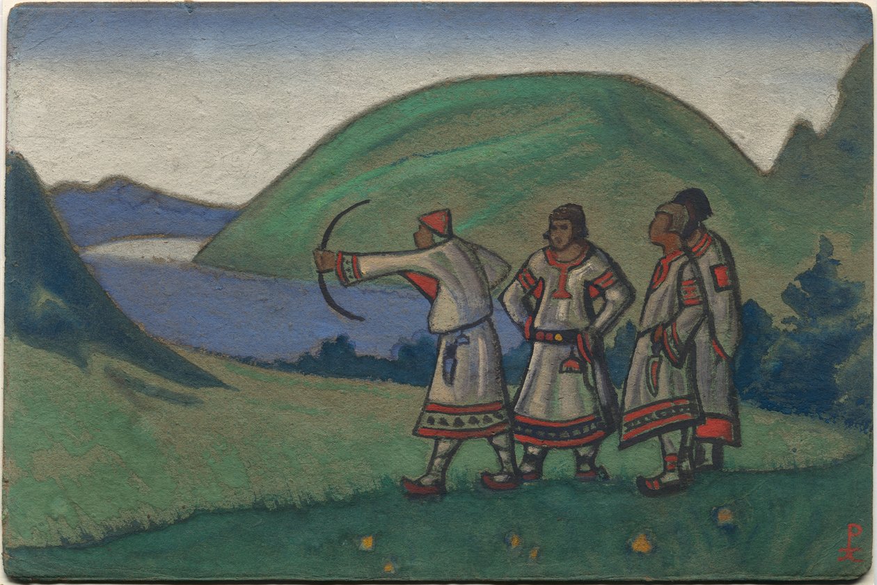 年轻人，斯特拉文斯基的芭蕾舞剧《春之祭》的装饰和服装设计，1944年 作者 尼古拉斯·罗里奇
