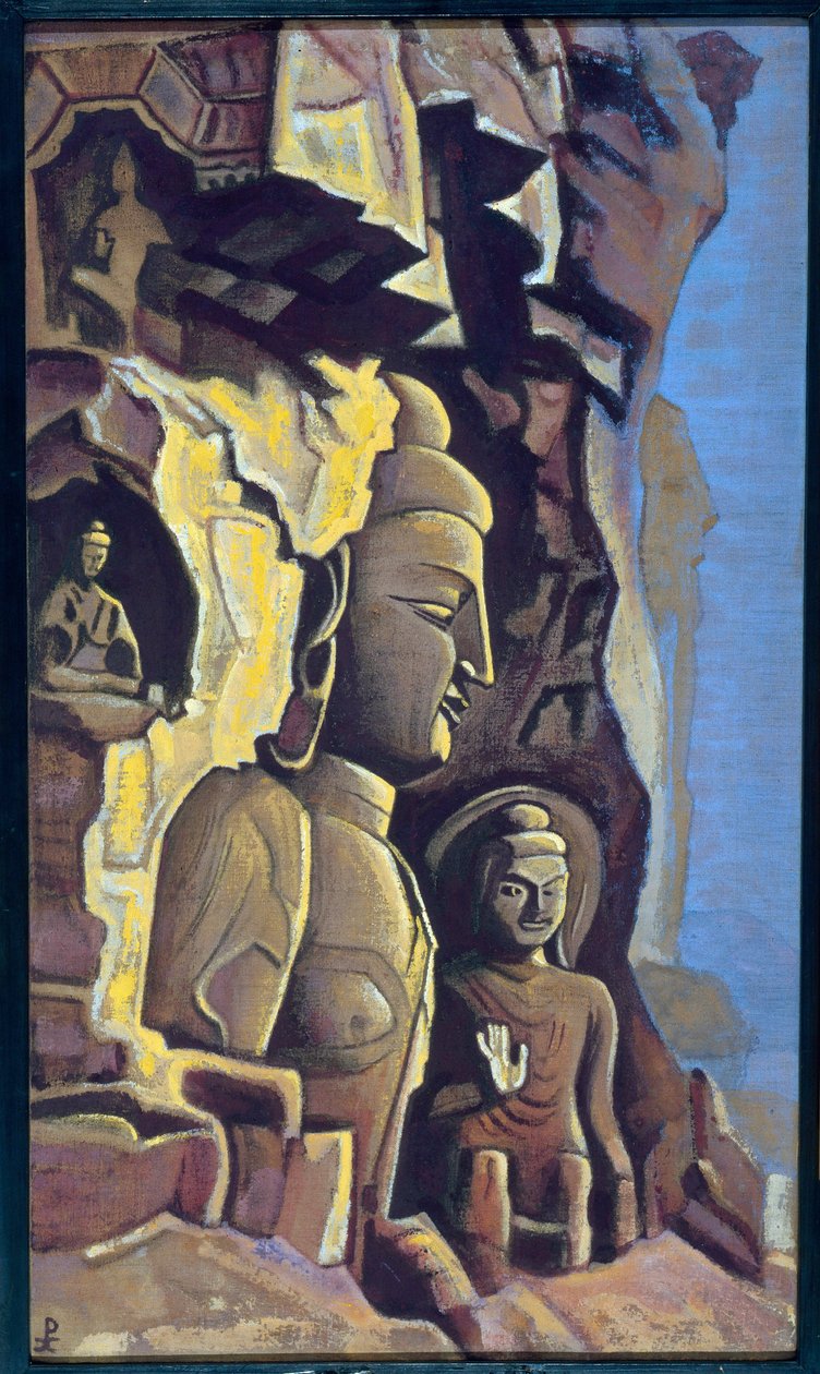 云冈（中国）。尼古拉斯（尼古拉斯）-罗里奇（1874-1947 年）的作品，通体钢笔画 作者 尼古拉斯·罗里奇
