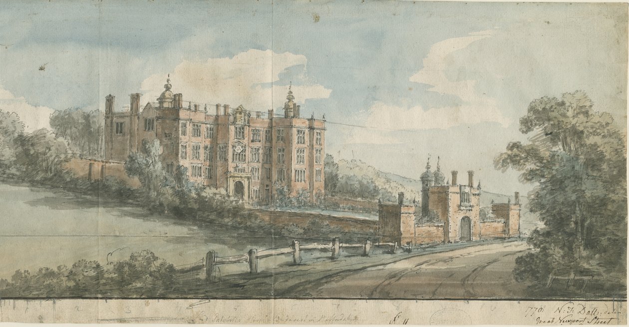 Beaudesert Hall and Park：水彩画，1770年 作者 尼古拉斯·托马斯·达尔