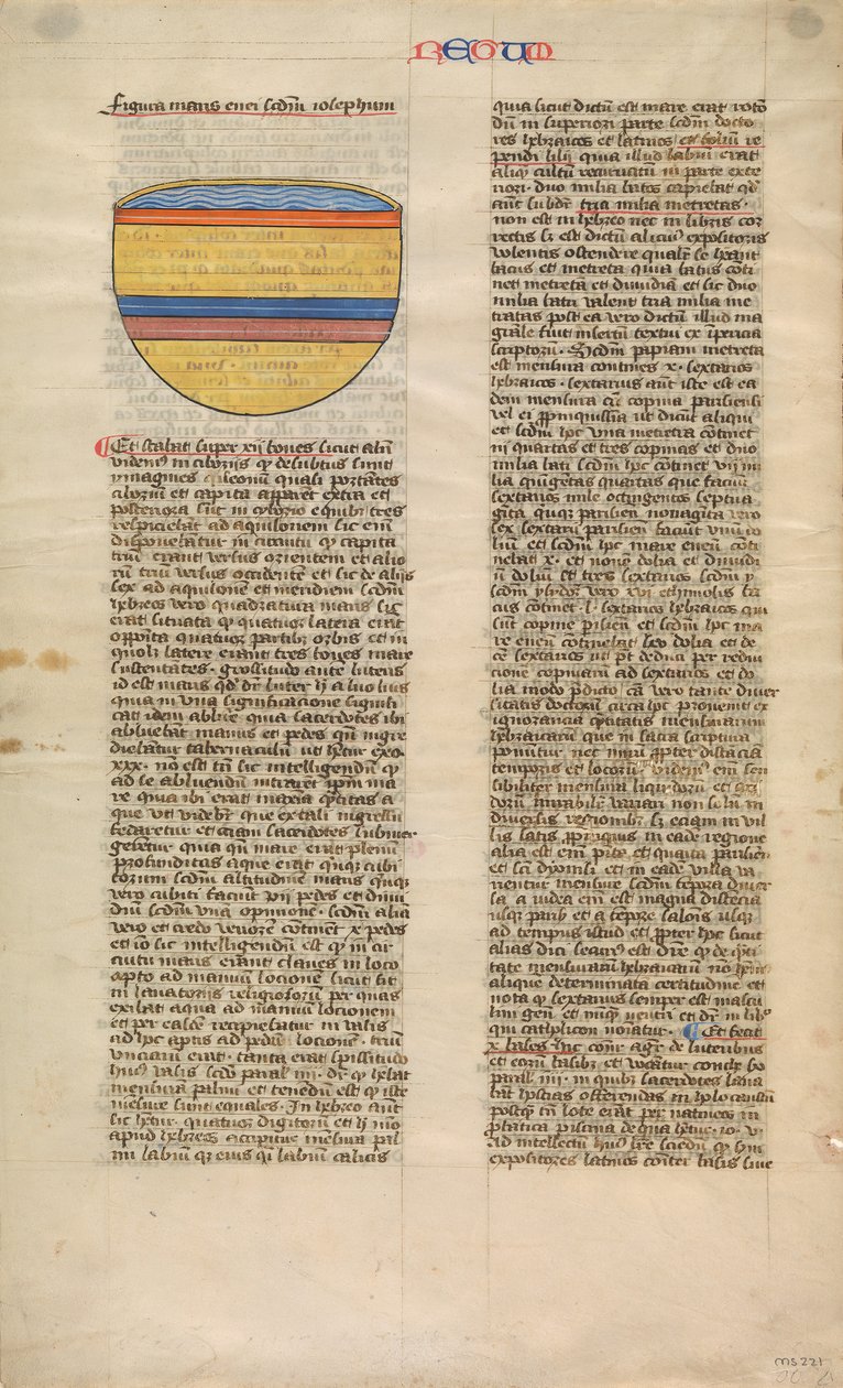 勇敢的海，是《Postilla Litteralis》中六张插图的叶子之一...，约1360-1380。 作者 莱拉的尼古拉斯