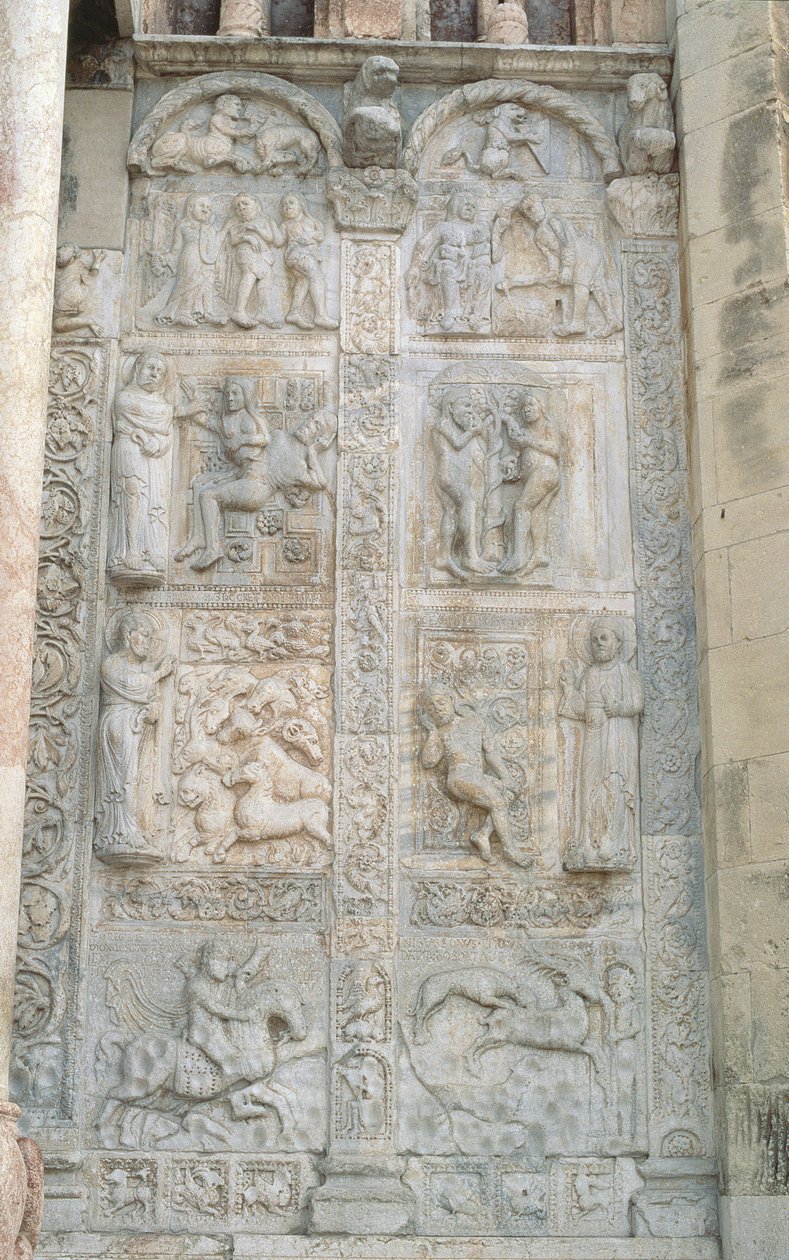 来自创世记，罗马式，c.1120-38的主题救济小组 作者 尼古拉斯