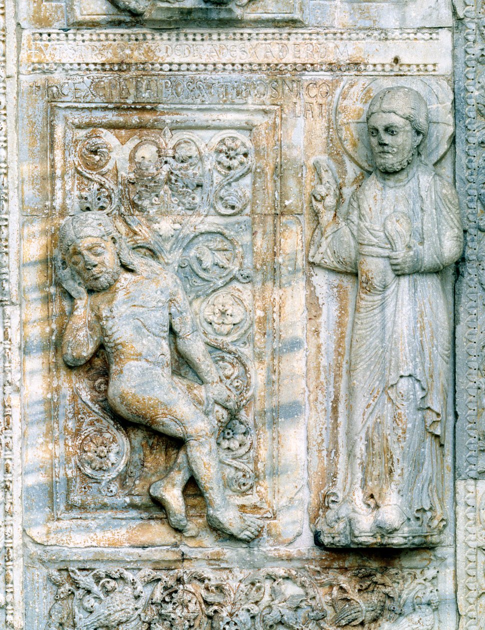 亚当和夏娃的故事，来自西门廊的南侧，c.1120-38大理石细节236811 作者 尼古拉斯