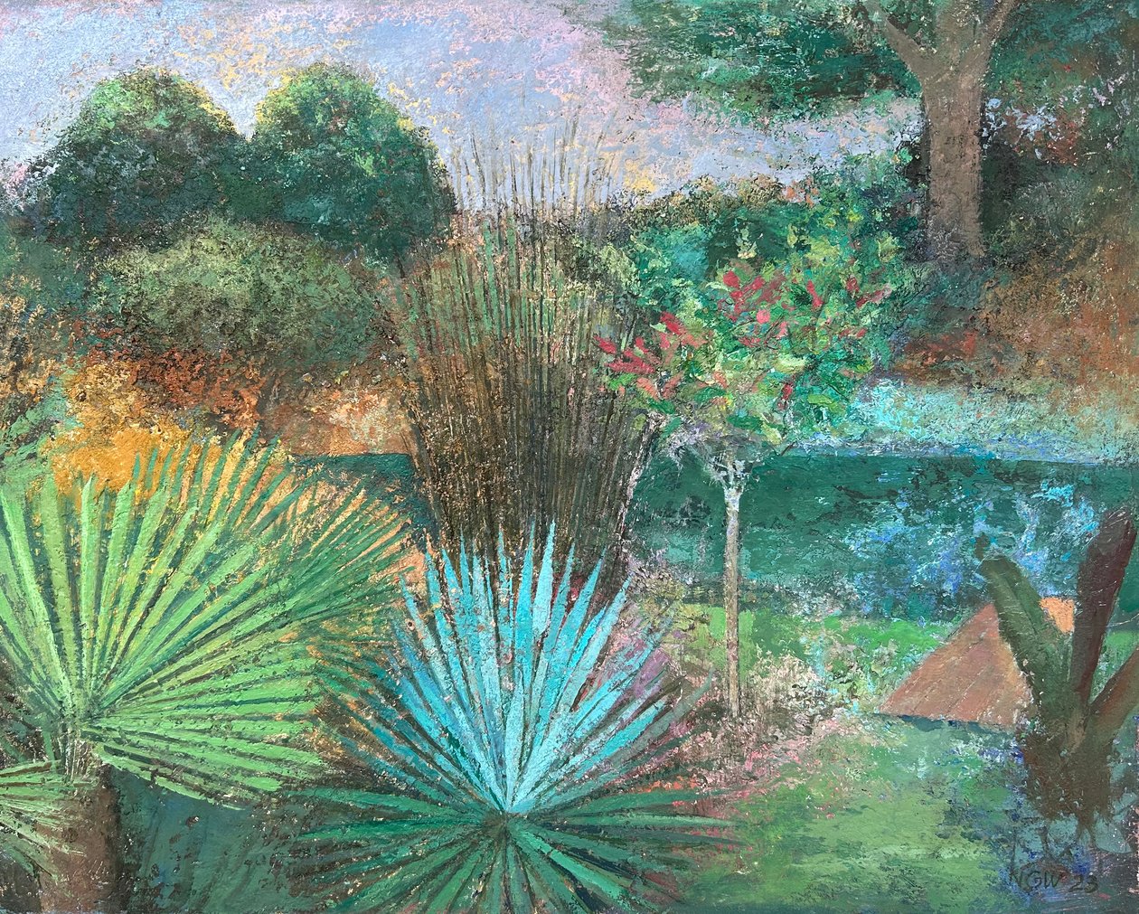 热带池塘，2023-23（木板油画） 作者 尼克·威廉姆斯