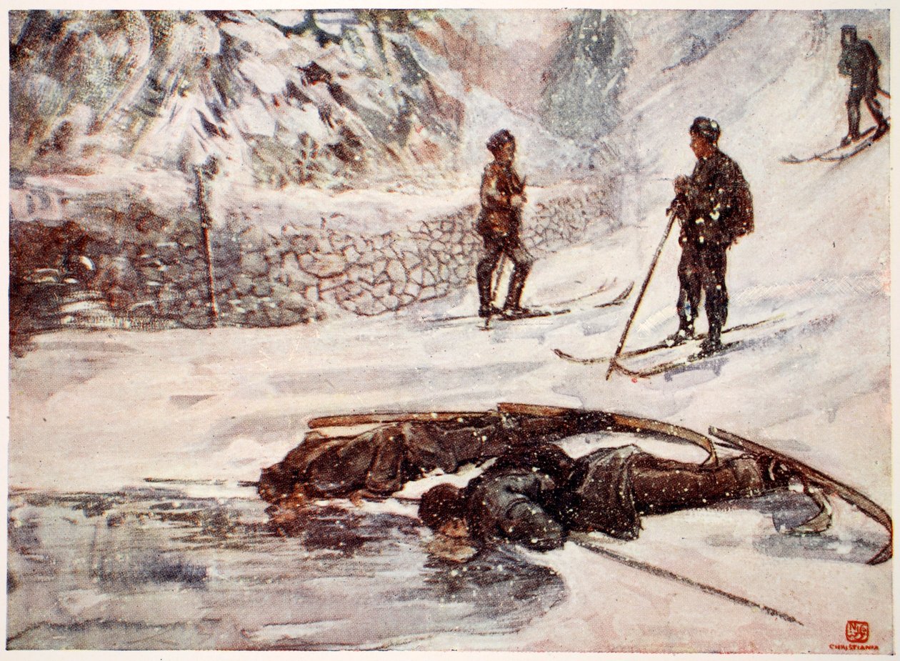 滑雪者喝着Goosewine，1905年 作者 尼科·容曼