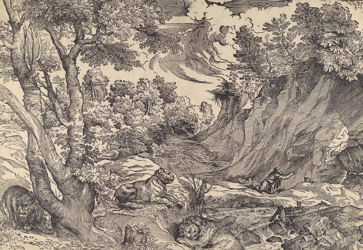 St. Jerome in the Wilderness, mid-16th century., mid-16th century. 作者 尼科洛·博德里尼。