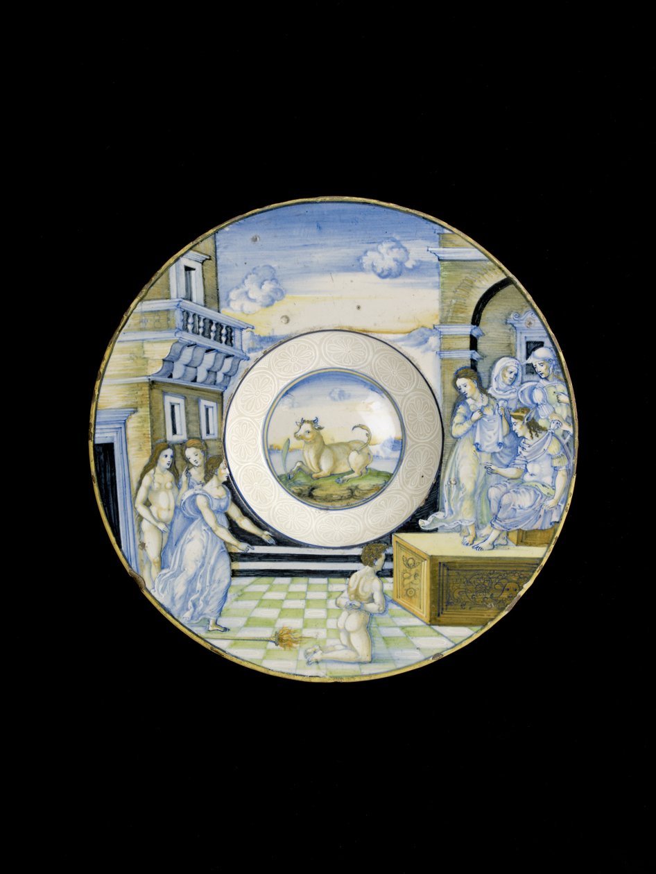 Apelles的诽谤，15世纪（maiolica） 作者 尼古拉·达·乌尔比诺（Nicola da Urbino）