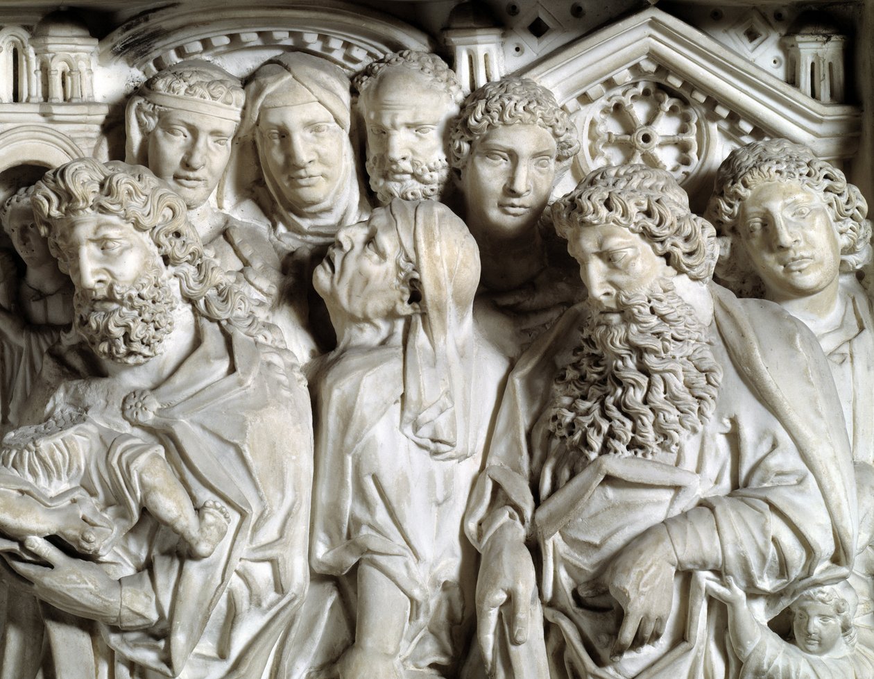 Presentation of Jesus to the Temple (Presentation of Jesus to the Temple) Nicola Pisano (1215/20-1278/84) (大理石讲坛) 1260 Baptistere Saint John of Pisa (Battistero san Giovanni di Pisa), 意大利 作者 尼古拉·皮萨诺（Nicola Pisano）