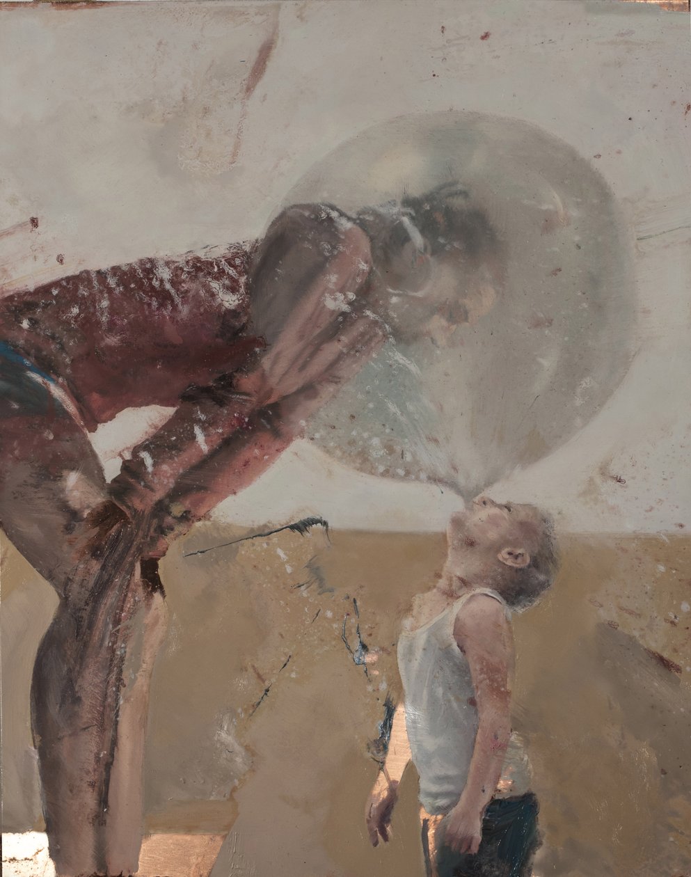 泡泡 III（与母亲在一起的孩子），2020 年（铜板油画） 作者 尼古拉·普奇