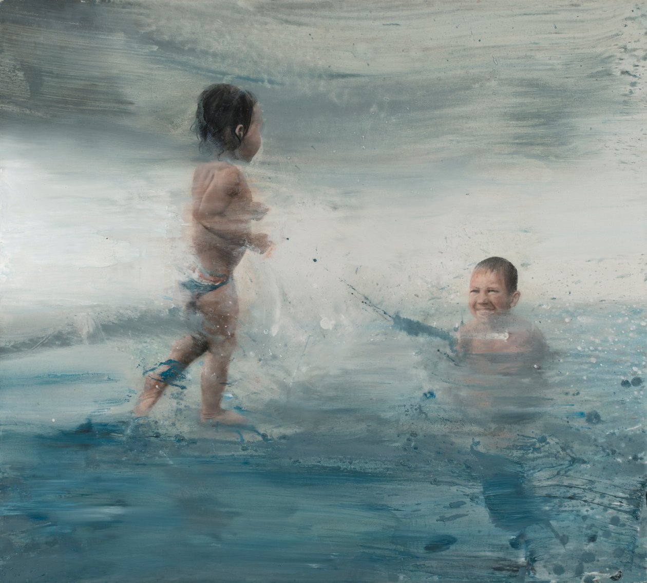 海上的孩子们，2015（布面油画） 作者 尼古拉·普奇