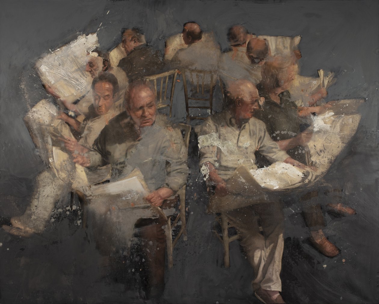 每日阅读，2021 年（布面油画） 作者 尼古拉·普奇