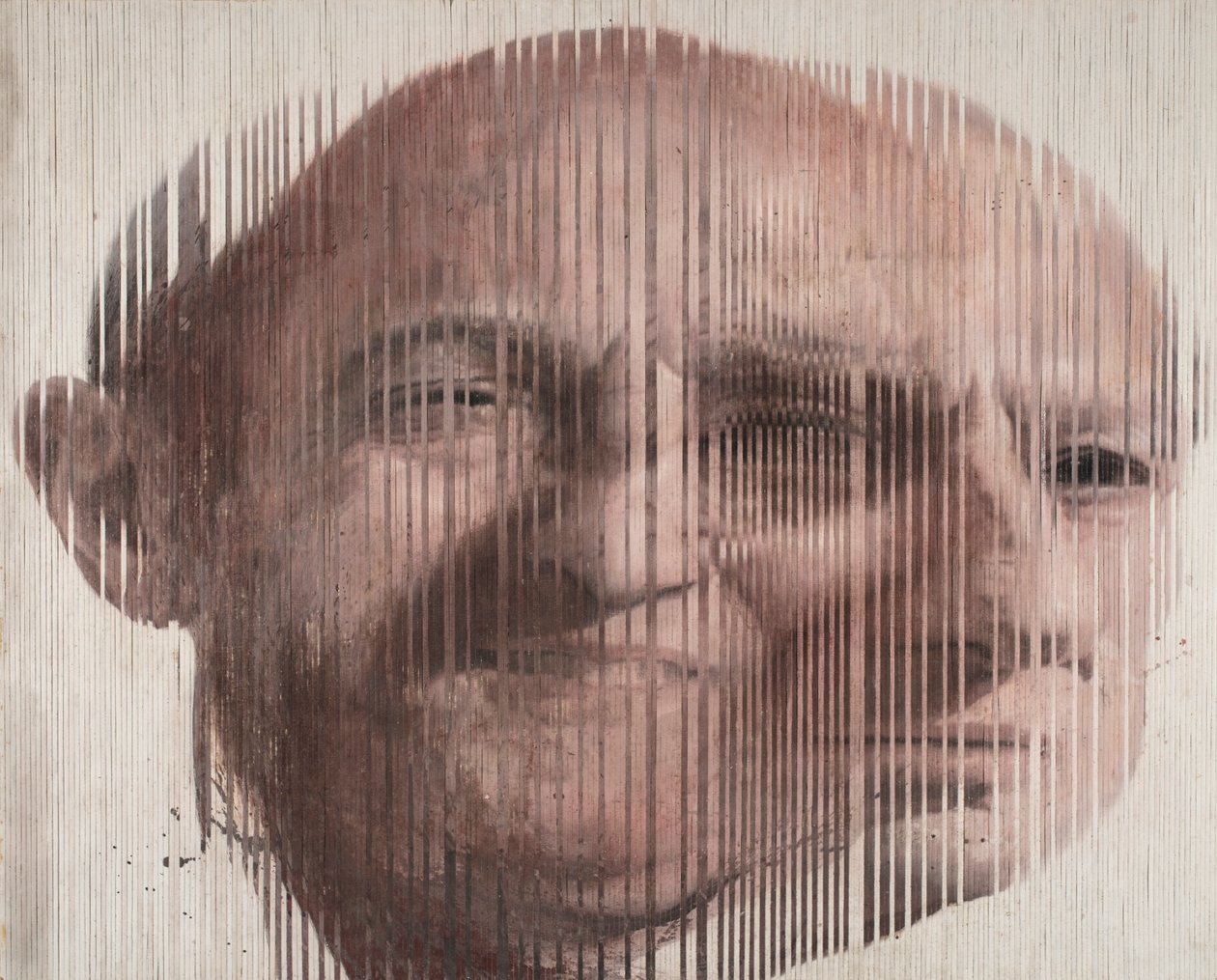 脸部融合 I》，2007 年（布面油画，切割后贴在木板上） 作者 尼古拉·普奇