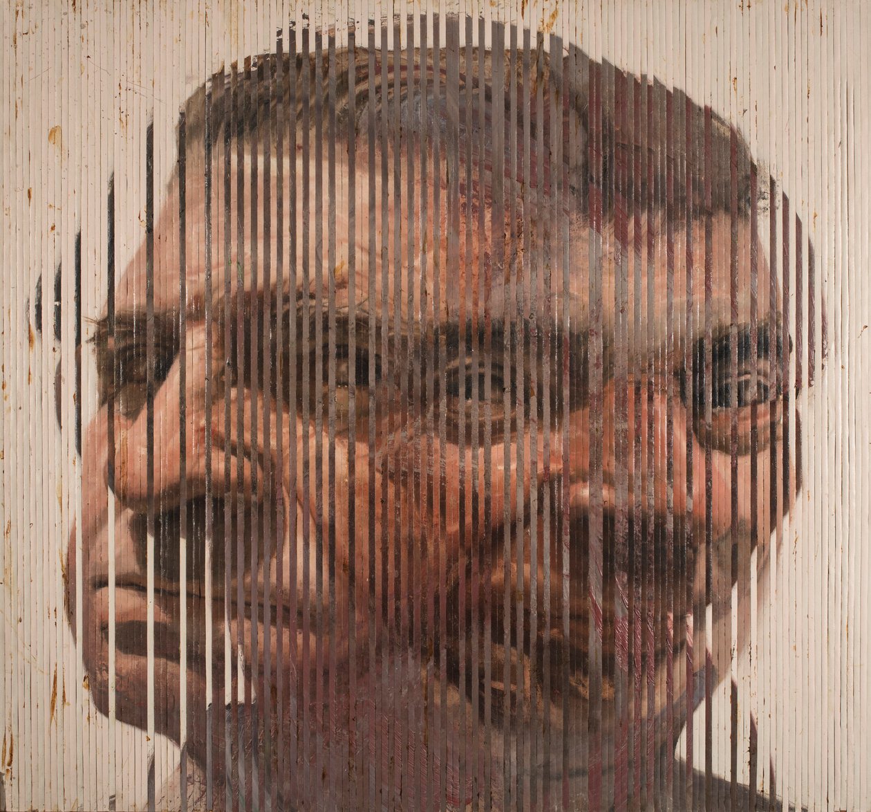 Fusioni Volti II，2006 年（布面油画，切割后贴在木板上） 作者 尼古拉·普奇
