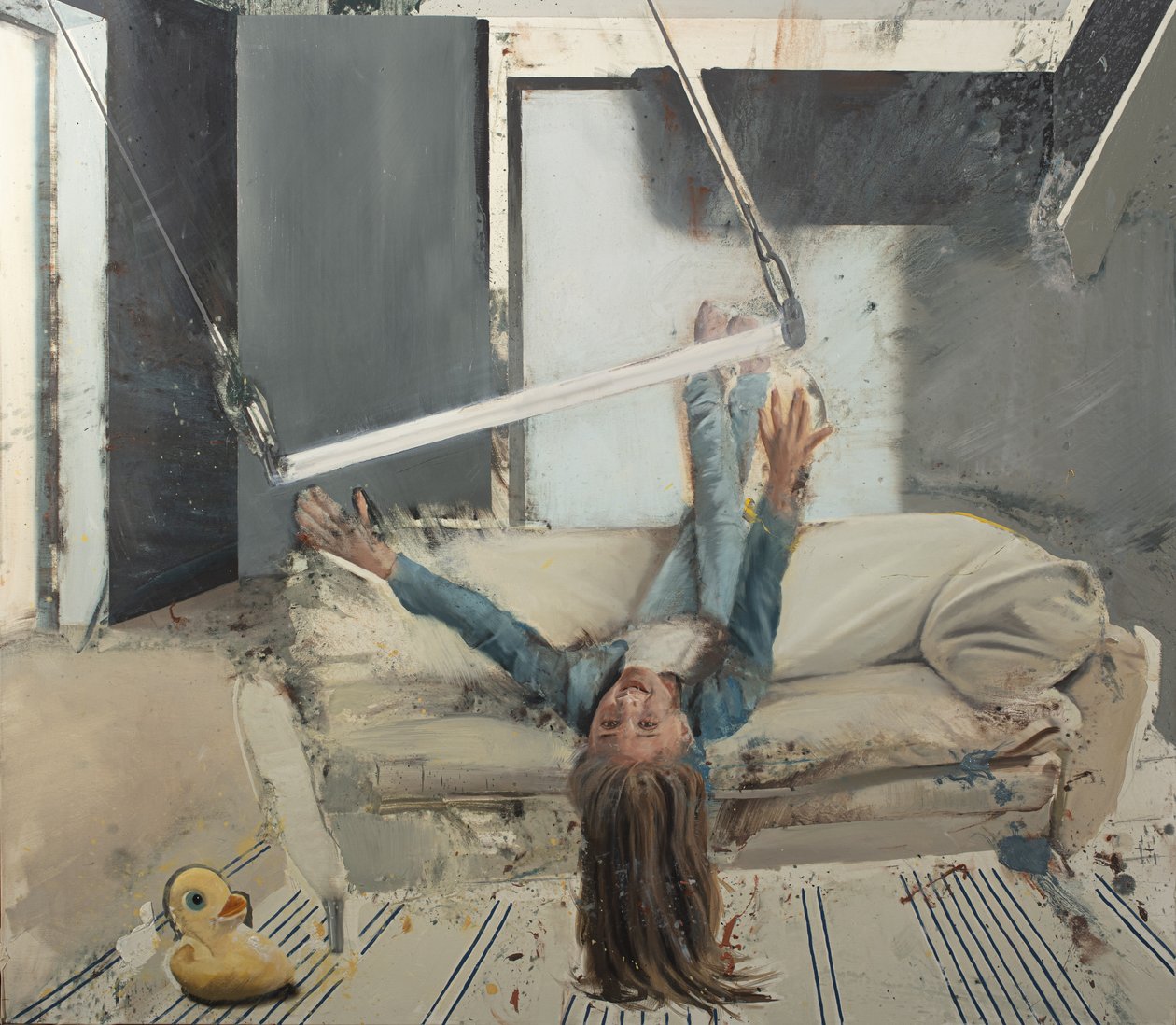 空中飞人女孩，2022 年（布面油画） 作者 尼古拉·普奇