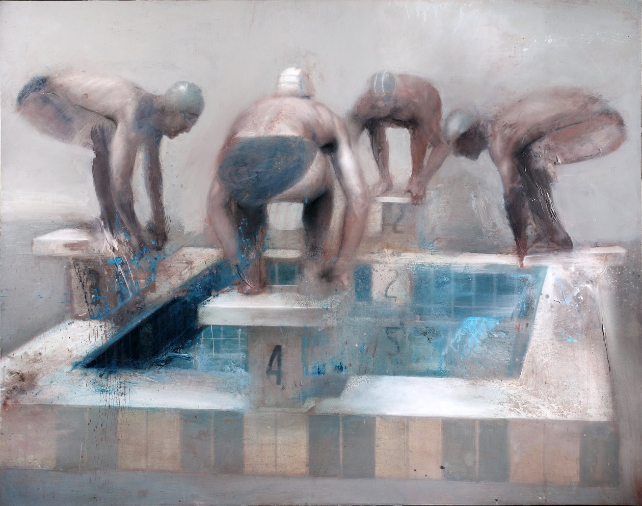 游泳者，2012 年（布面油画） 作者 尼古拉·普奇
