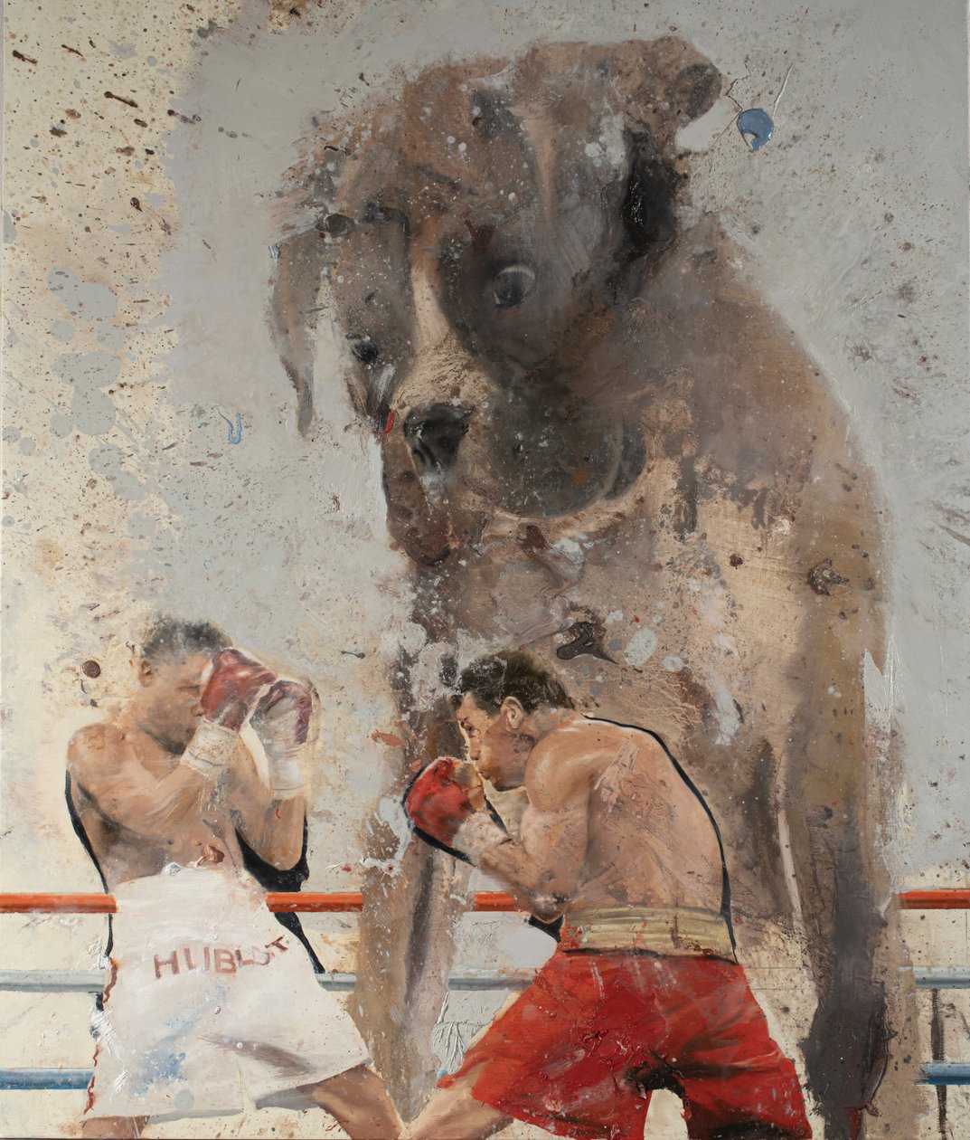 三个拳击手 II》，2023 年（布面油画） 作者 尼古拉·普奇