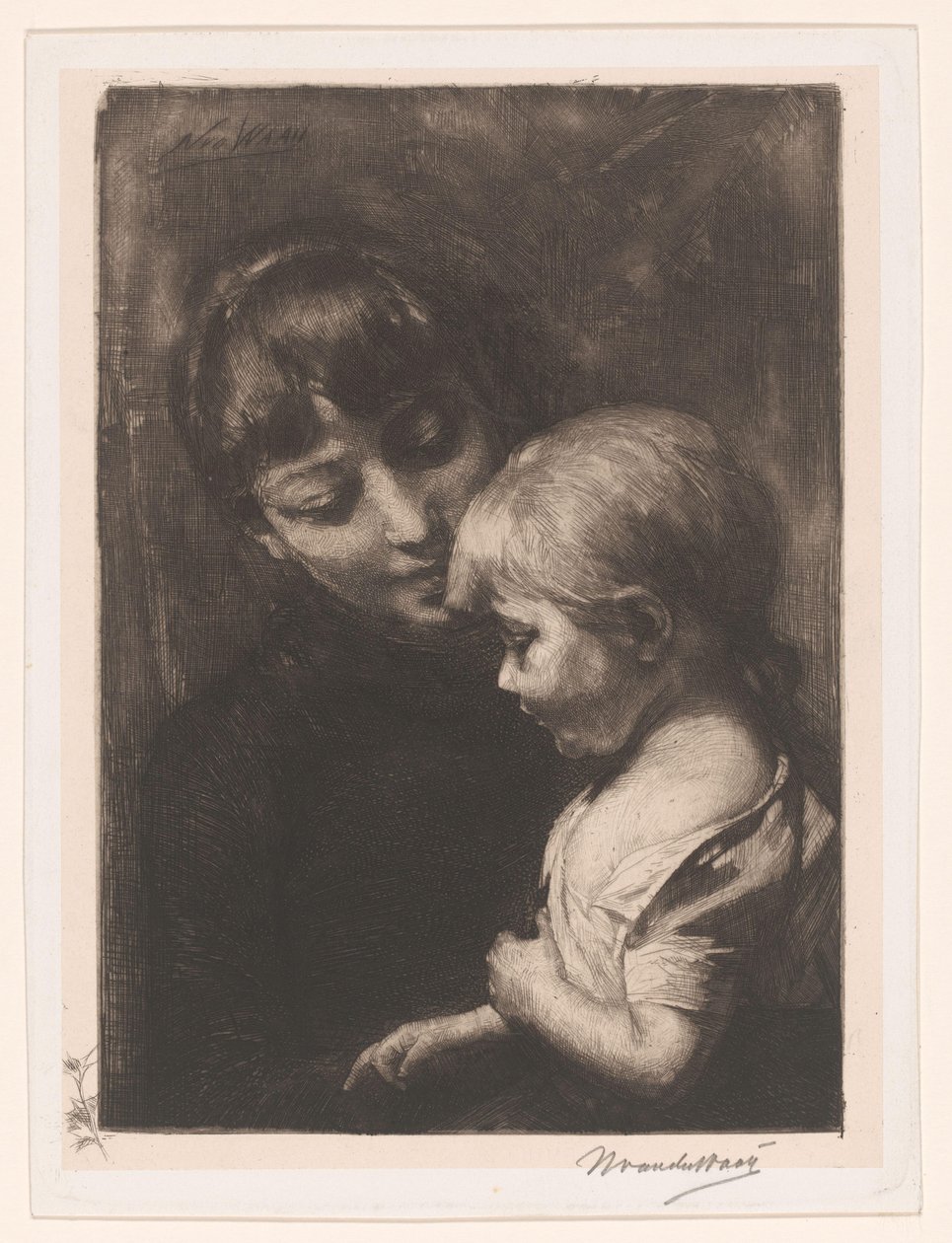 带孩子的妇女 作者 Nicolaas van der Waay（艺术家签名）