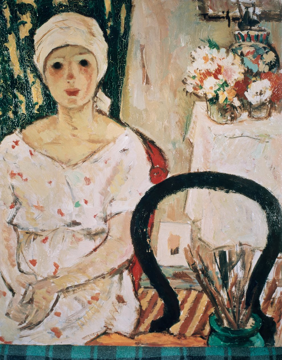 室内的女人，尼古拉·托尼察（Nicolae Tonitza，1886-1940），纸板油画。 罗马尼亚，20 世纪。 作者 尼古拉（Nicolae Tonitza）