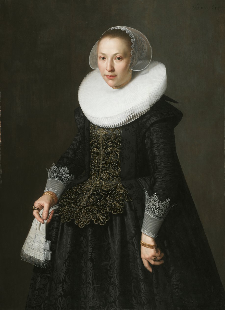一位女士的肖像，c.1630（橡木面板上的油） 作者 尼古拉斯1590 1653埃利亚斯