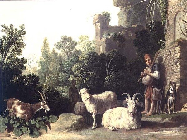 Goatherd演奏风笛（面板） 作者 尼古拉斯·科尼利斯（Nicolaes Cornelisz）c.1592 1655年