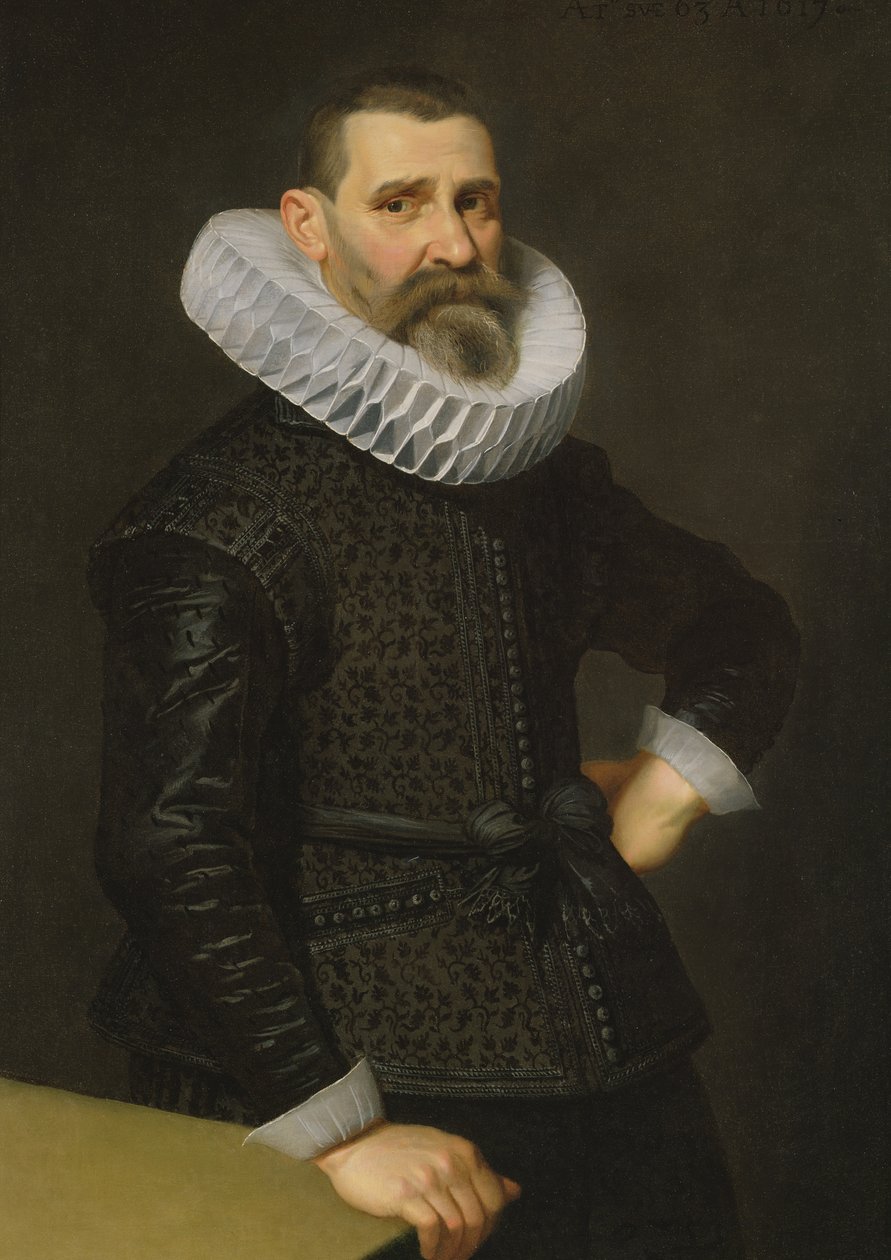 一位绅士的画象黑长袍和出王牌的 作者 尼古拉斯·埃里亚斯（Nicolaes Eliasz）