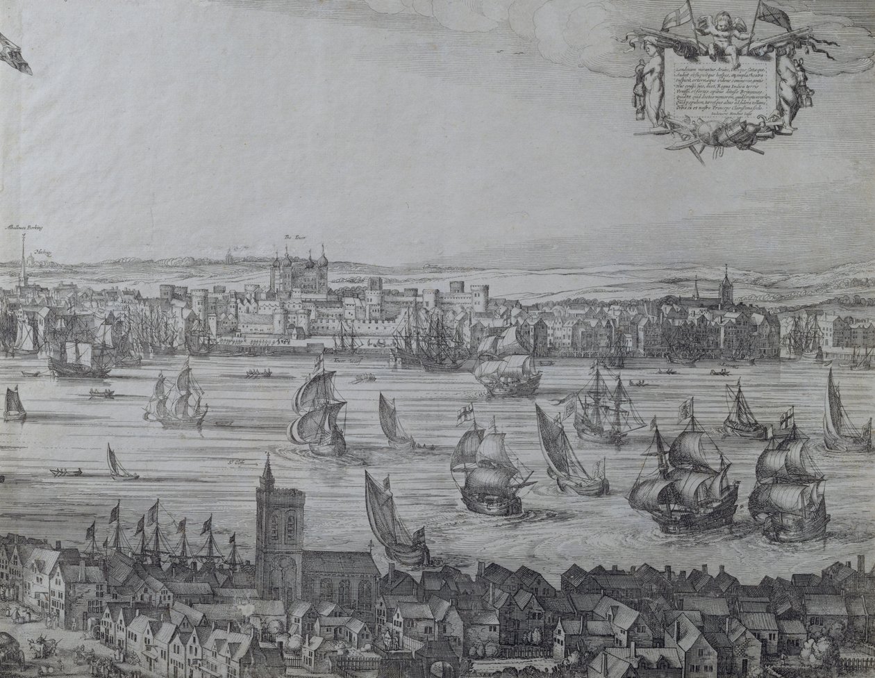伦敦和泰晤士河的全景，第四部分显示塔和圣奥拉夫教堂，c.1600（另见7214和64731-2） 作者 尼古拉斯·詹斯·维舍