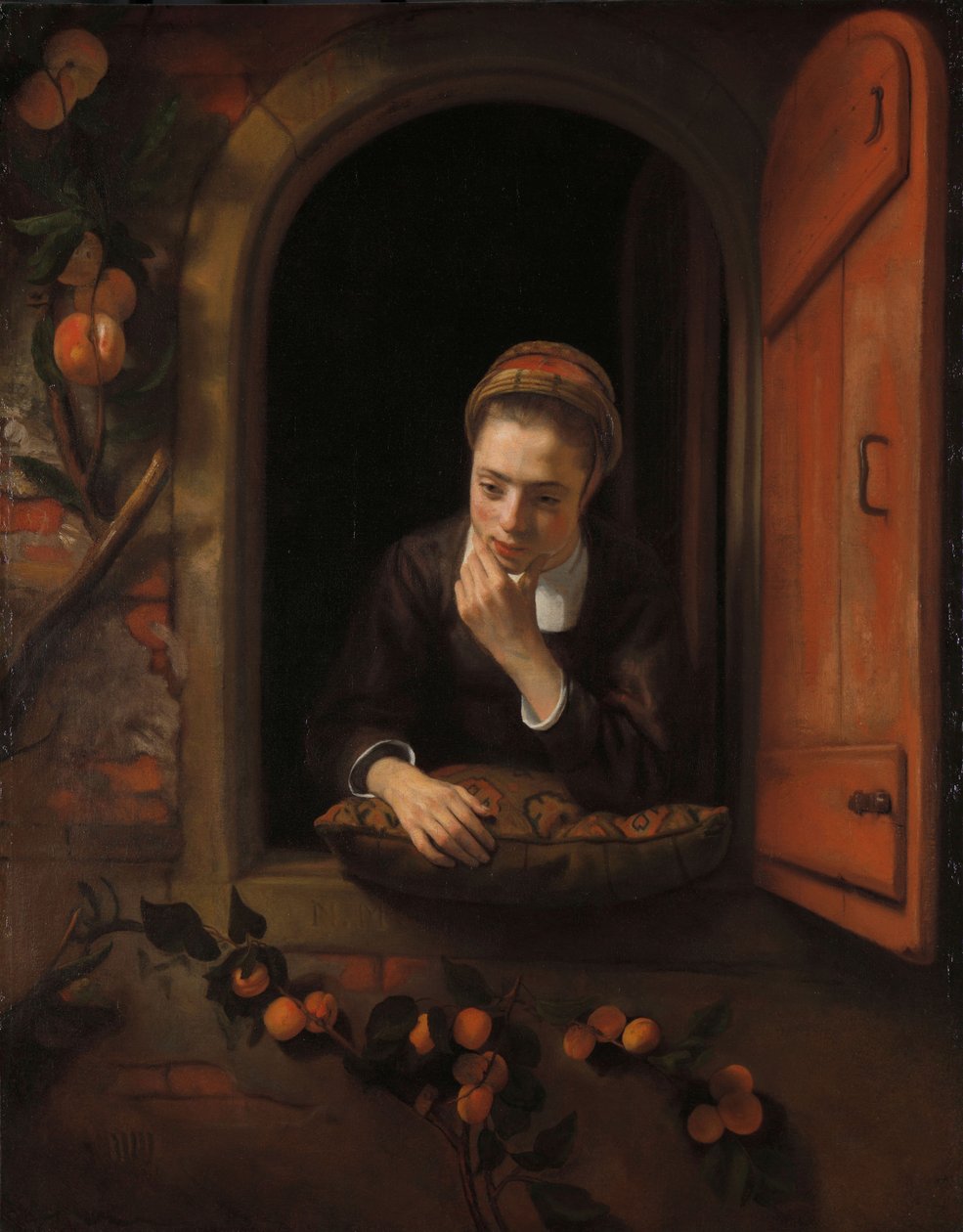 一个窗口的女孩，被称为&39;The Daydreamer&39;，1650-60 作者 尼古拉斯·梅斯（Nicolaes Maes）