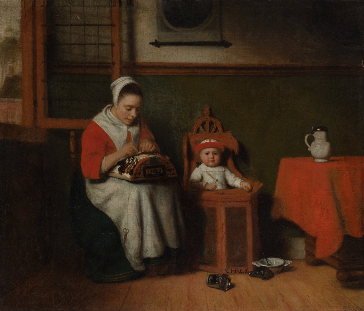 Lacemaker，c.1656 作者 尼古拉斯·梅斯（Nicolaes Maes）