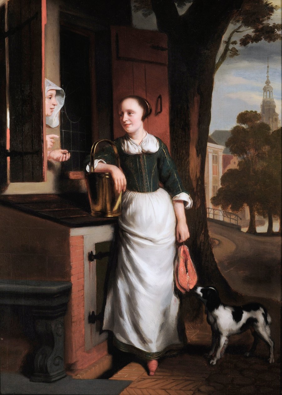 两个喋喋不休的家庭主妇 作者 尼古拉斯·梅斯（Nicolaes Maes）