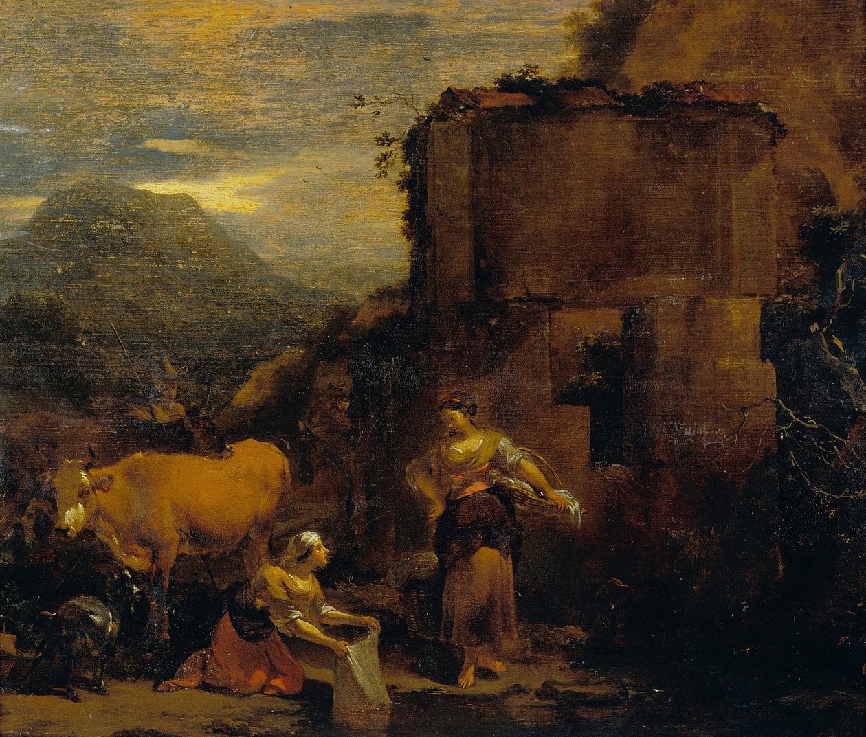 洗衣妇 作者 尼古拉斯·彼得斯（Nicolaes Pietersz）。 Berchem