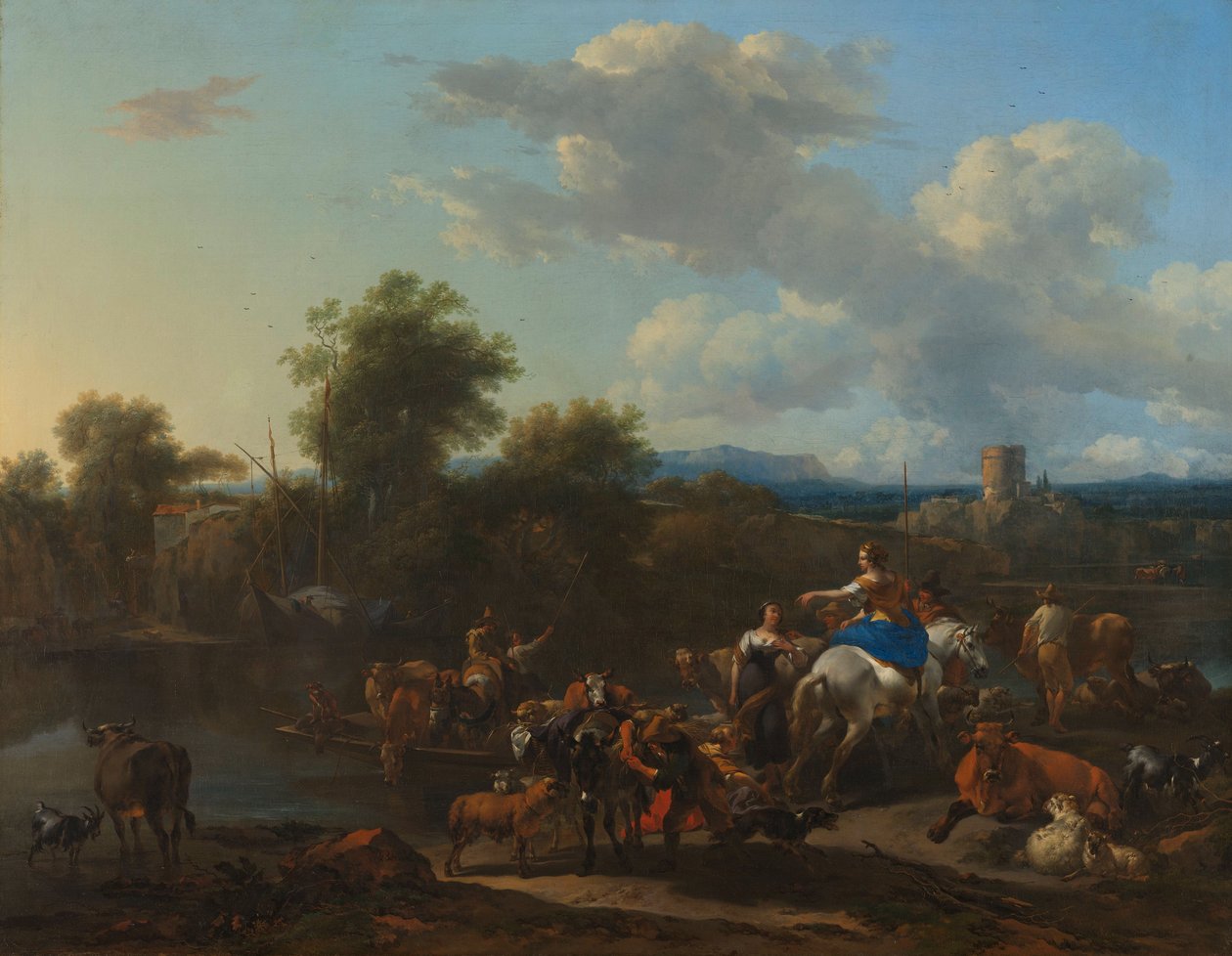 牛渡轮 作者 尼古拉斯·彼得斯（Nicolaes Pietersz）。 Berchem