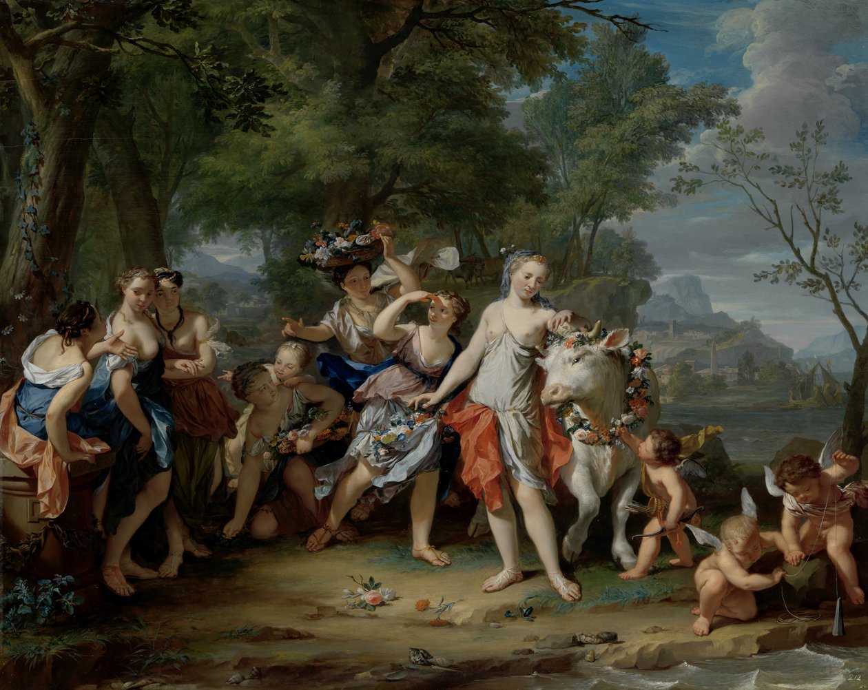 强奸欧罗巴，c.1735-40 作者 尼古拉（Nicolaes Verkolje）