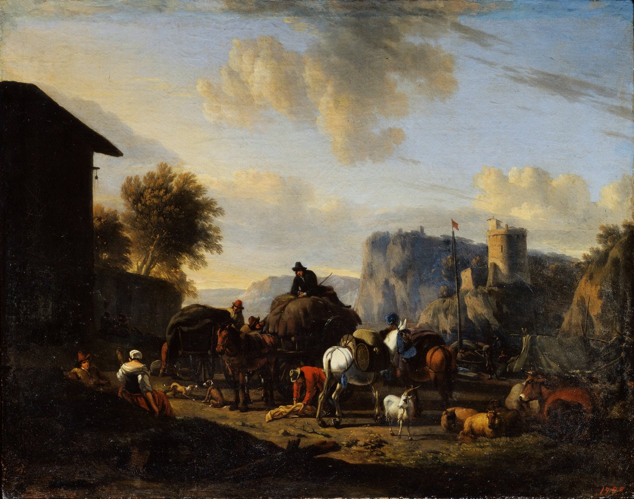 其余的车队，十七世纪 作者 尼古拉斯·彼得斯（Nicolaes Pietersz）。 Berchem