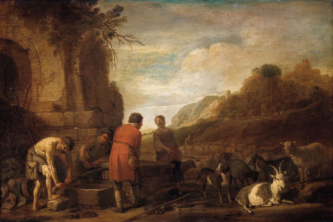 雅各和拉结的相遇 作者 尼古拉·科尼利斯（Nicolaes Cornelisz）（c.1592-1655）莫亚特（Moeyaert）