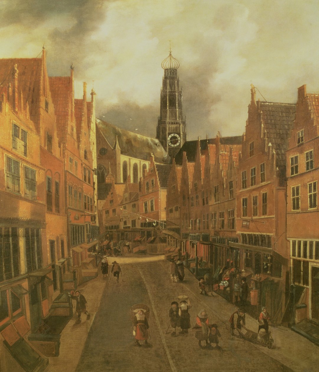 哈勒姆“Grote Houtstraat”（伟大的高街）景观（布面油画） 作者 尼古拉斯·脖子