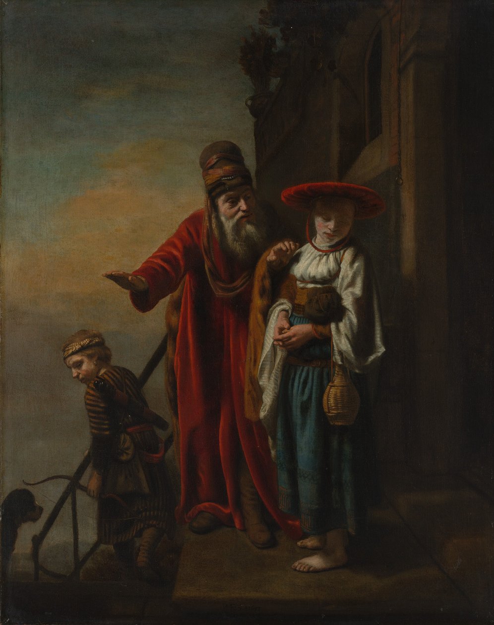 亚伯拉罕遣散夏甲和以实玛利，1653年。 作者 尼古拉斯·梅斯（Nicolaes Maes）