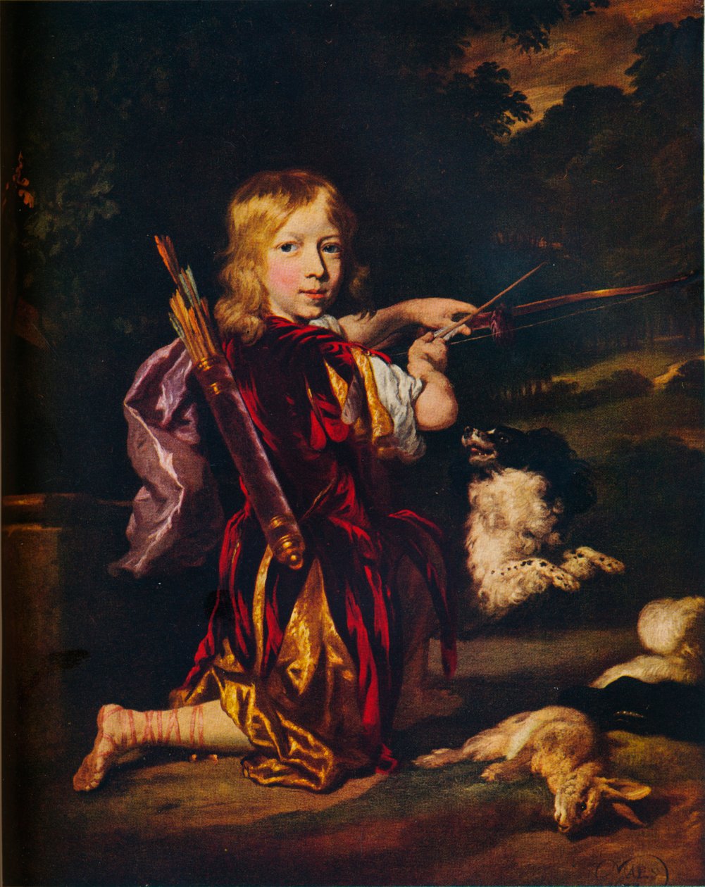 弓和箭的男孩，c1670 作者 尼古拉斯·梅斯（Nicolaes Maes）