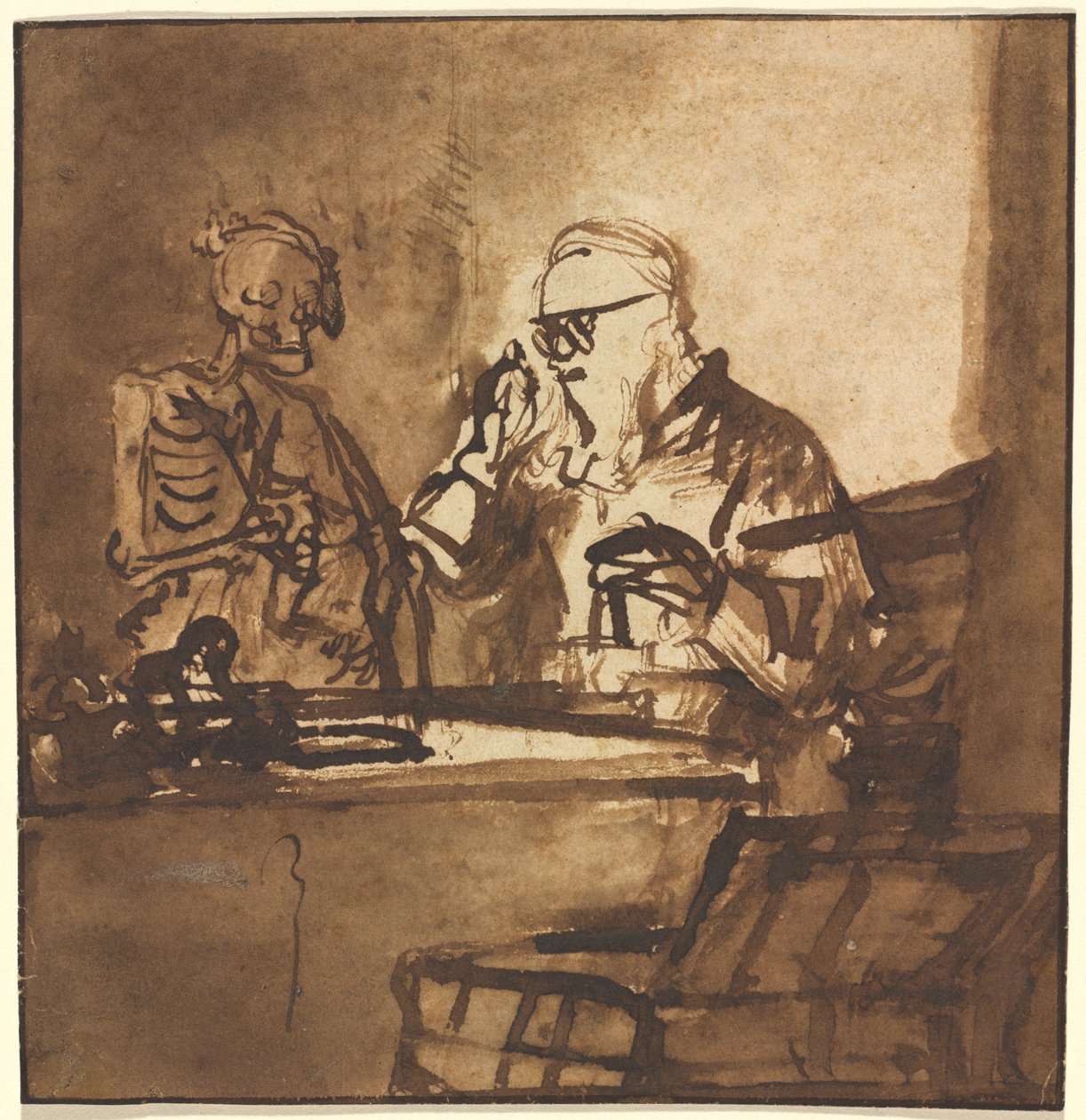 死亡和吝啬鬼 作者 尼古拉斯·梅斯（Nicolaes Maes）