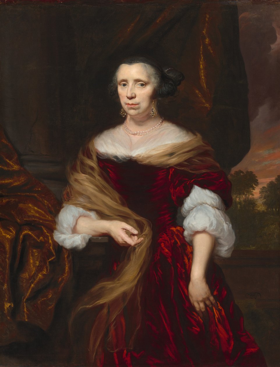 一位女士的肖像，1676年。 作者 尼古拉斯·梅斯（Nicolaes Maes）