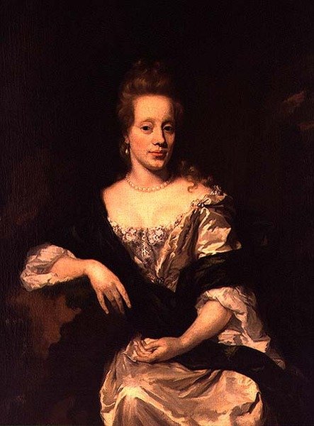 一位女士的肖像，约1675年（布面油画）。 作者 尼古拉斯·梅斯（Nicolaes Maes）