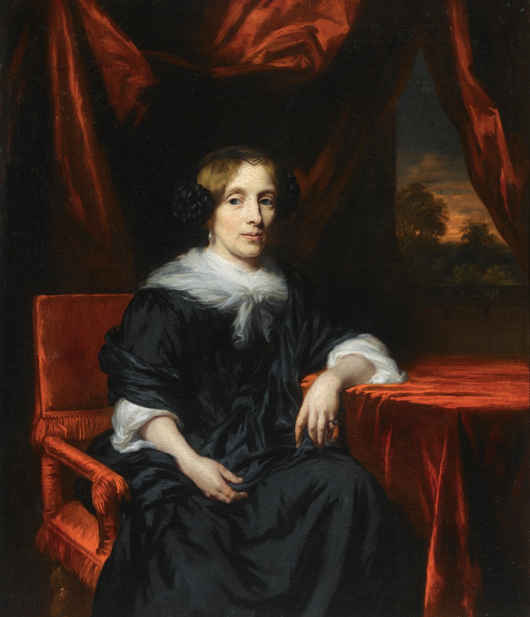 穿着黑裙子的女人的画像 作者 尼古拉斯·梅斯（Nicolaes Maes）