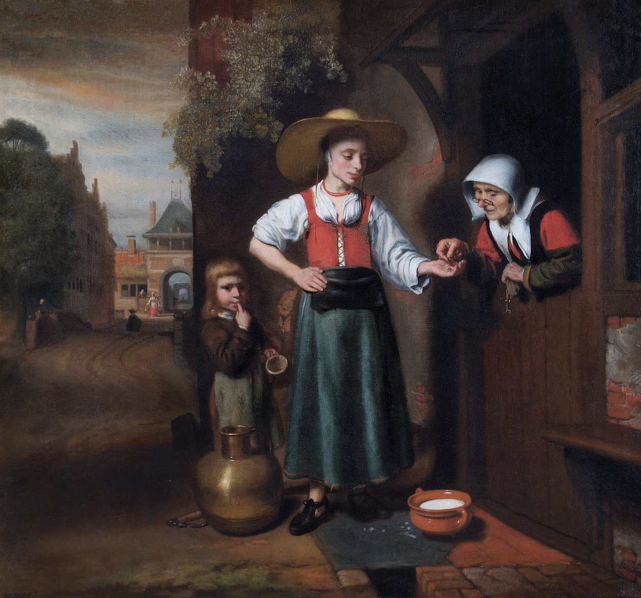 挤奶女工 作者 尼古拉斯·梅斯（Nicolaes Maes）