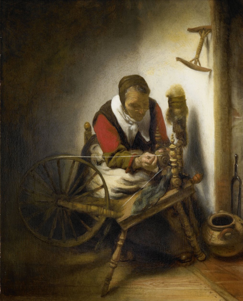 旋转器，挂在墙上的一个零散的点头 作者 尼古拉斯·梅斯（Nicolaes Maes）