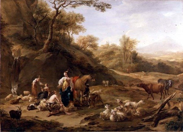 格拉尼达和戴菲罗 作者 尼古拉斯·彼得斯（Nicolaes Pietersz）。 Berchem