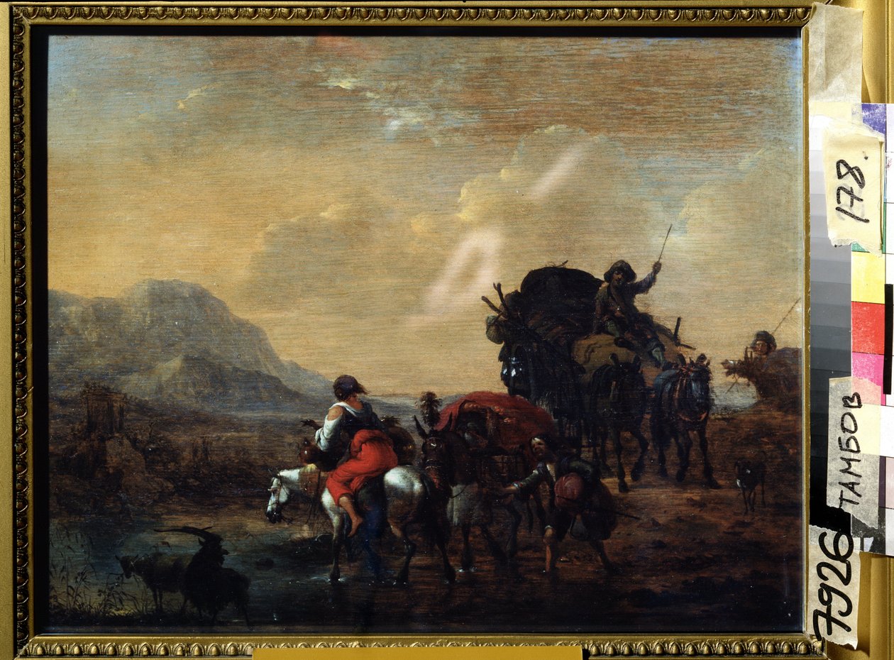 "La caravane"（车队） Peinture de Nicolaes Claes Pietersz Berchem (ou Berchen, Berighem, Berrighem, Berrigham) (1620-1683) 1655 俄罗斯坦波夫地区美术馆 作者 尼古拉斯·彼得斯（Nicolaes Pietersz）。 Berchem